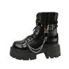  Chain Decor Platform Martin Boots Women Lace Up Side Zipper Ankle Boots