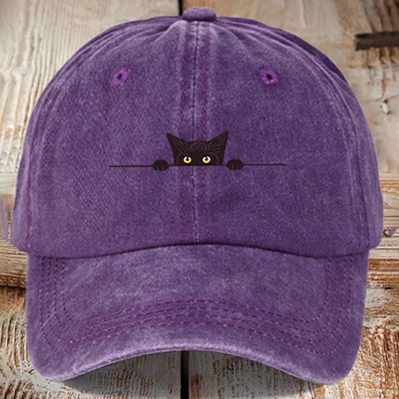 Niedliche Baseballkappe mit Katzenaufdruck, gewaschen und getragen, Entenschnabelkappe für Männer und Frauen, Sonnenhut mit weichem Oberteil