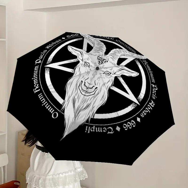 1pc Baphomet Symbol Occult Artwork Umbrella with Plastic Handle,Suitable for All Seasons Home Travel Outdoor UmbrellaDD1281