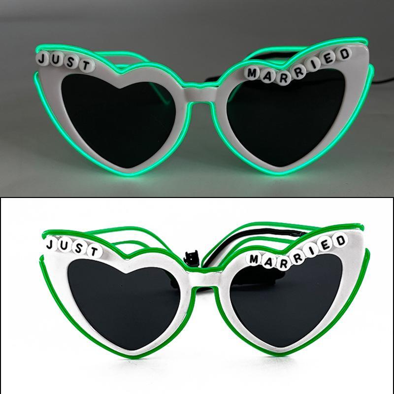 Wireless Led Just Married Glasses Wedding Bridal Shower Favors Glasses Set El Heart Shaped Sunglasses For Lovers Couple
