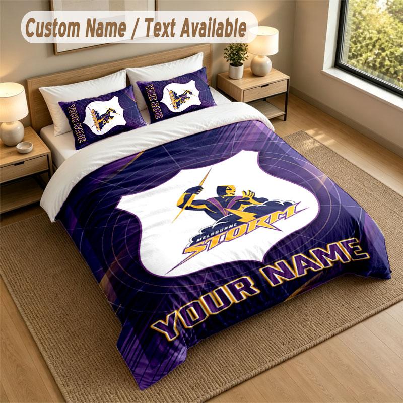 Bedding Set 1 Duvet Cover 2 Pillowcases Melbourne Storm Print Soft Bed Linen Bedroom Decor