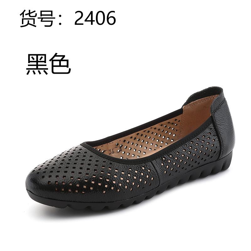 Fashion GKTINOO White Genuine Leather Ladies Breathable Summer Shoes Women Flats Slip-On Loafers Round Toe Soft Flat Shoes Casual