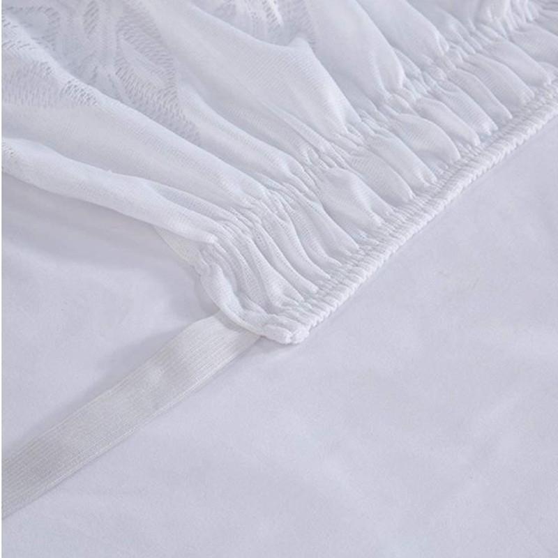 Top Selling Nice Eleagnt Jacquard Craft Stereoscopic Lace Floral Ruffles Bed Skirt With Strong Elastic Belt -15 Inch High