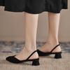 Summer 2025 New Women Black Baotou Sandals Woman Heels Pumps Silk Sexy Pointed Sandalias Female Low Heels Shoes