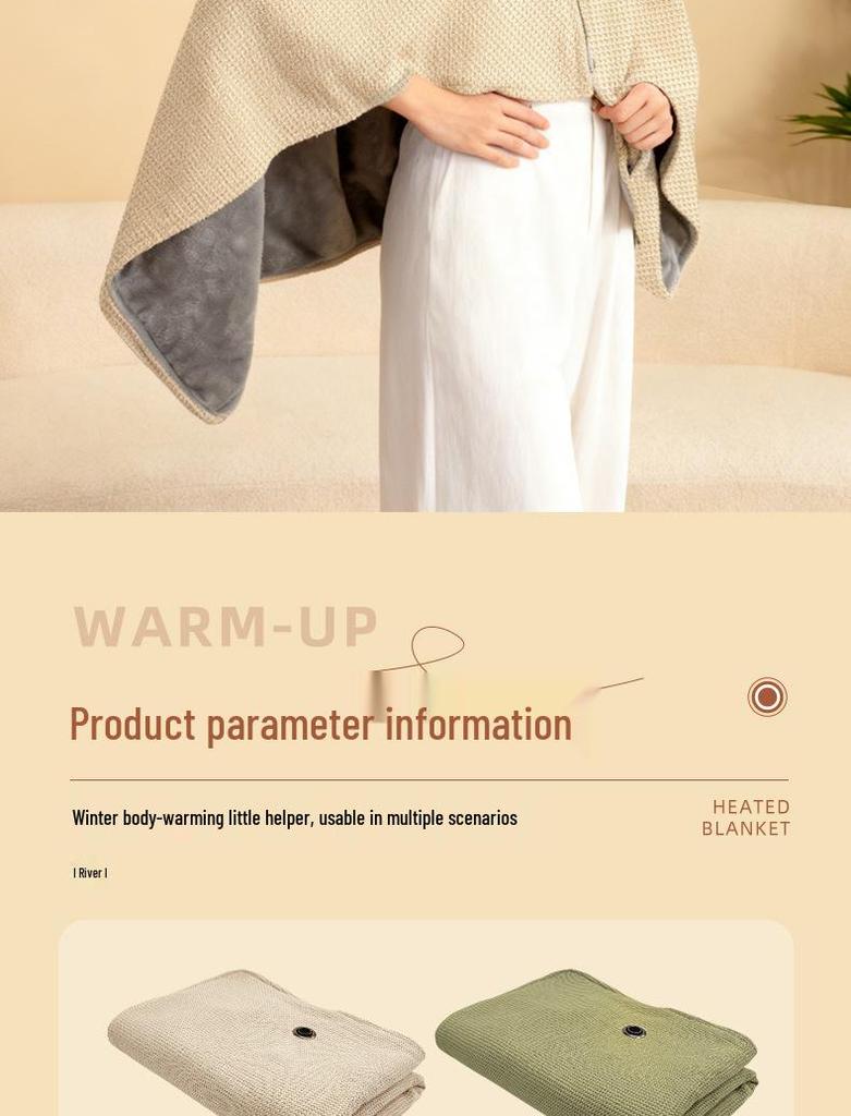 Portable Electric Graphene Heated Shawl Blanket - Mobile Charging for Winter Warmth