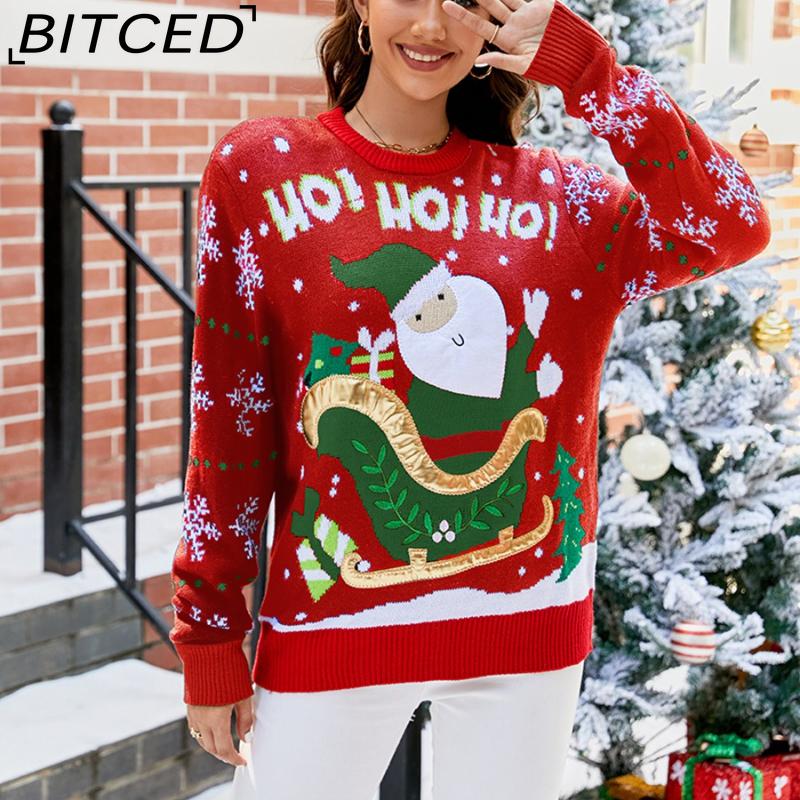 

BITCED Women s Christmas Sweater - Autumn/Winter Sweet Embroidered Pullover Christmas Sweater XXXL чёрный