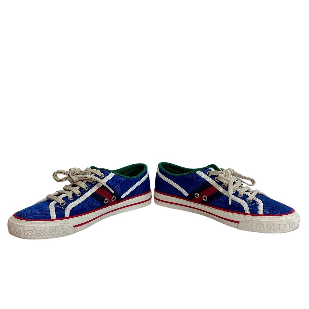 Gucci 606110 GG płótno skóra Tenisowe 1977 sneakersy Zielona skóra Używane