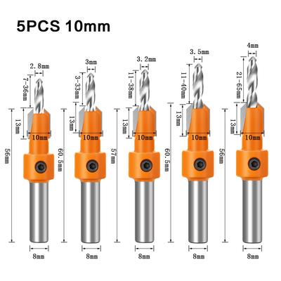 Leluo Ruir-Shank 1pcs 8mm Shank Countersink Router Bit Set Screw Extractor Demolition Milling Cutter Perfect for Woodworking Color : 4mmX8mm