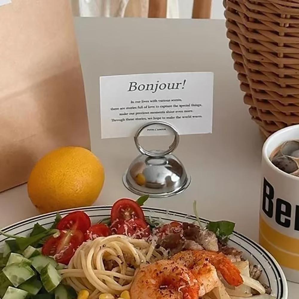 Stainless Steel Message Card Clip Desktop Photo Place Stands Card Holder  Home Office Accessories