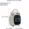Voice Control Twin Bell Alarm Clock Temperature Displa Digital Alarm Clock  Indoor Use