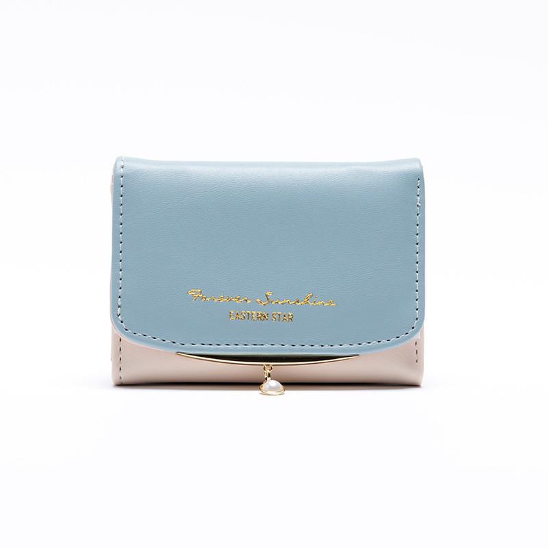 

Elegant Pu Wallet Women Short Style Floral Print Card Holder Wholesale Blue