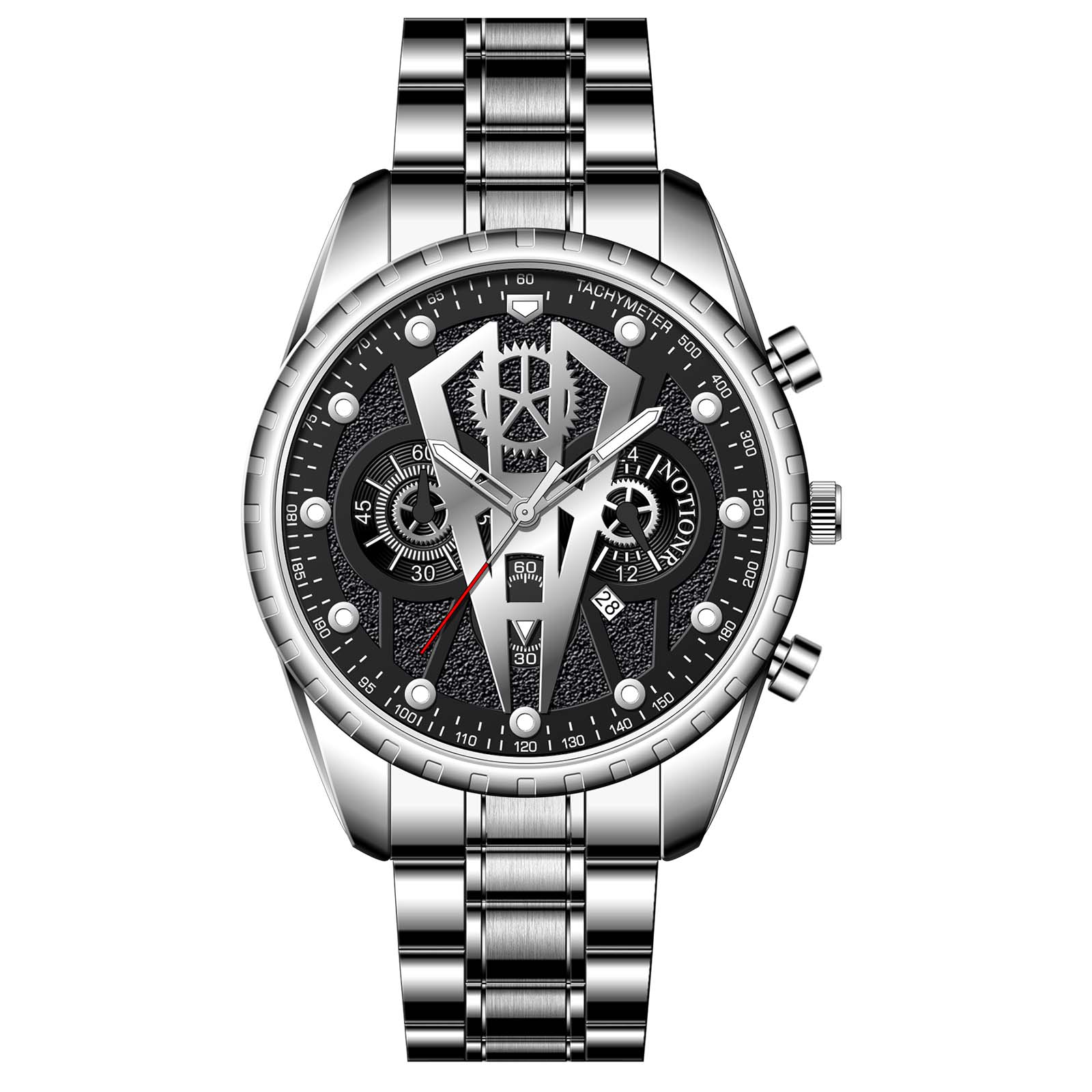 

Чоловічий спортивний годинник Чоловічий кварцовий годинник Годинник з нержавіючої сталі Чоловічий годинник класичного дизайну Годинник з вічним календарем чорний/срібний