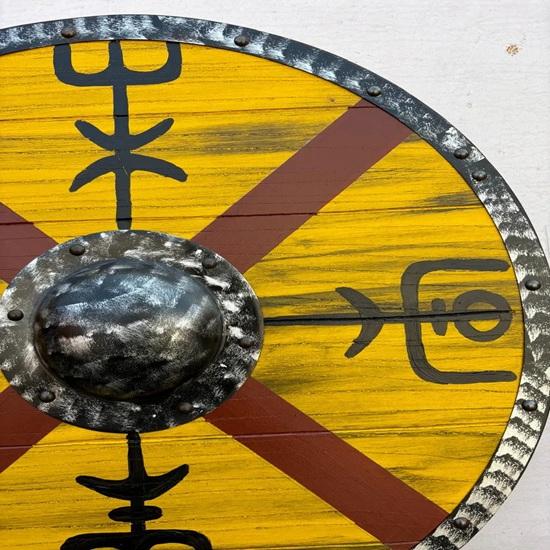 60.96 Cm Viking Valhalla Wooden Handmade King Harald Finehair Battleworn Warrior Shield Cosplay Home Decor