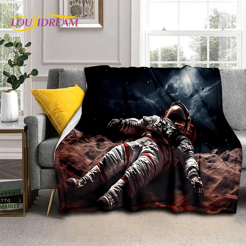 Astronaut Dream Universe Spaceman 3D Outer Space Cartoon Soft Blankets,Throw Blanket for Picnic Beds Home Bedroom Cover Kid Gift