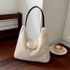 Deer Spot Fluffy Shoulder Bag Leopard Print Women Handbag Elegant Plush Tote Bag  Dating