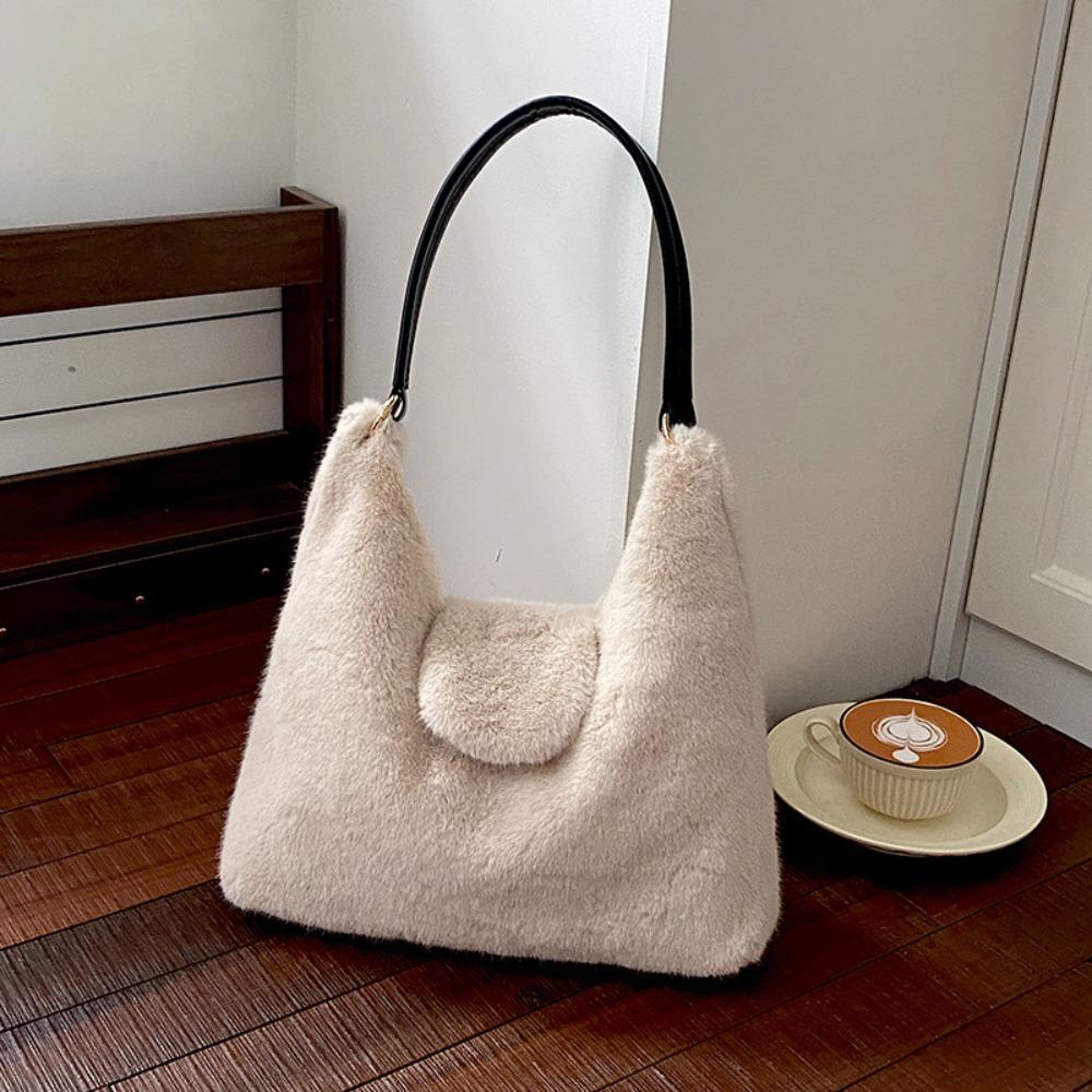 Deer Spot Fluffy Shoulder Bag Leopard Print Women Handbag Elegant Plush Tote Bag  Dating