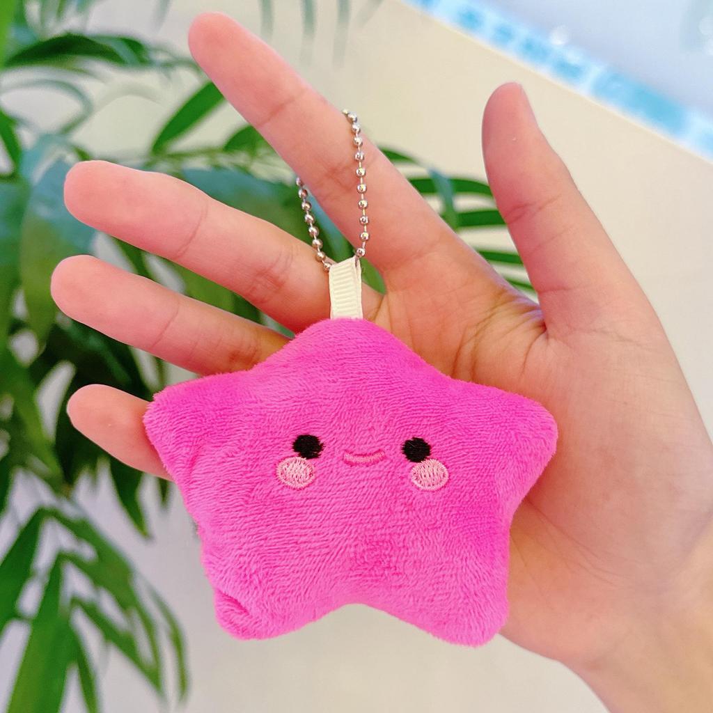 Five-Pointed Star Plush Bag Charm & Keychain - Cute, Girlish Heart Accessory for Backpacks
