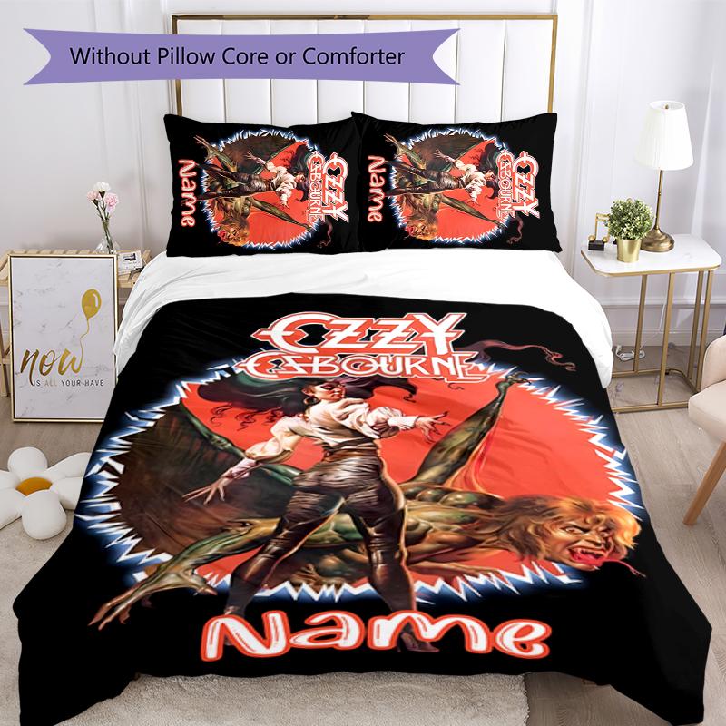 3pcs Custom Name Rock Ozzy Osbourne Bedding Set Duvet Cover Closure Includes 1 Duvet Cover & 2 Pillowcases for All Seasons Bedroom Decor
