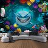 Undersea print pattern tapestry psychedelic room wall hanging cloth ocean coral dolphin home decoration cartoon mural cloth