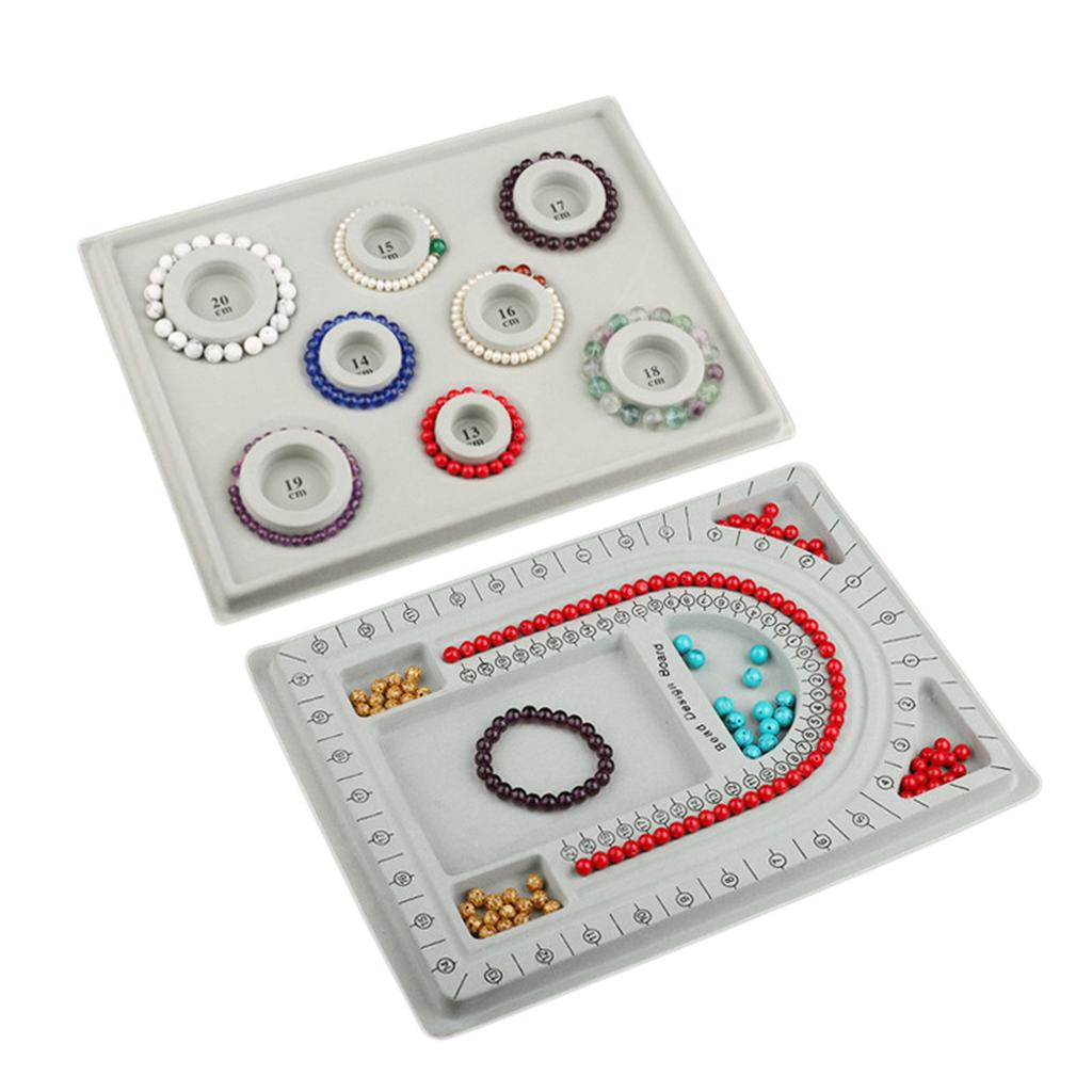 4Pcs Bead Design Board Bracelet Design Board Flocked Bead Board Necklace Beading Jewelry Organizer Tray DIY Making Tray