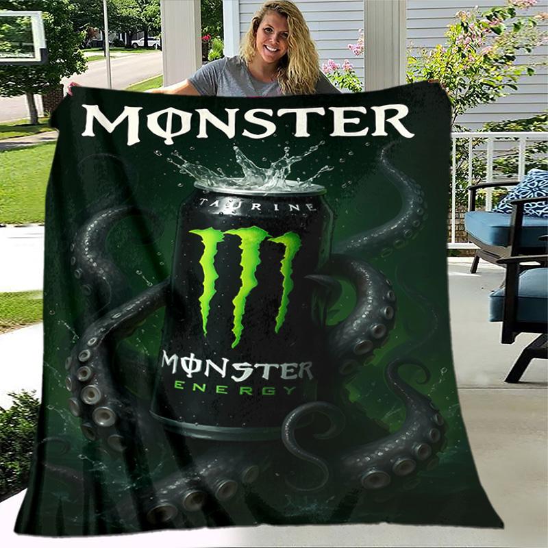 1pc Blanket - Monster Energy LOGO Print Design, Lightweight Blanket for Sofa, Bed- Soft &Warm, Gift for All Seasons