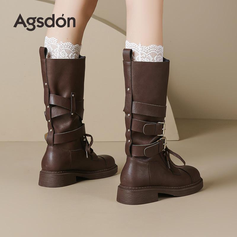 Augustine Boots Women's 2025 Autumn New Maillard High Boots Casual Retro Western Knight Boots