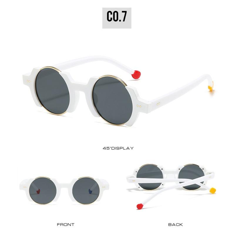 

New Ins Popular Fashion Round Women Punk Sunglasses Retro Rivets Men Trending Yellow Blue Sun Glasses Gradient Shades Uv400