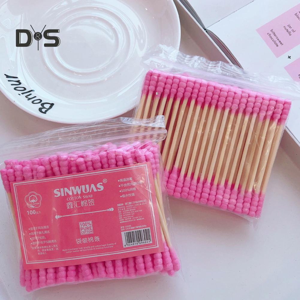 Tendre Double tête jetable maquillage coton-tige cosmétiques nettoyant dissolvant