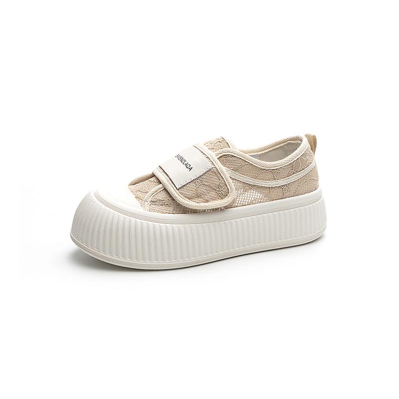 Thick-soled Fisherman Shoes Shallow Mouth Breathable Lace Mesh Biscuit Board Shoes Versatile Casual Hollow Bread Shoes Casual Fashion