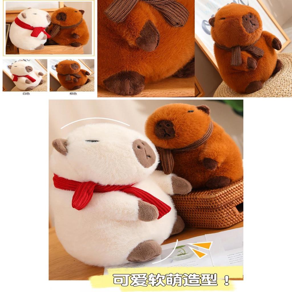 Adorable Capybara Plush Toy For Home Decoration And Cozy Pillow Gifts In White And Brown