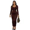Rochie de seară M10268 Europeană de Lux cu Mânecă Lungă, Croială Slim Fit, cu Detaliu Strasuri Fierbinți