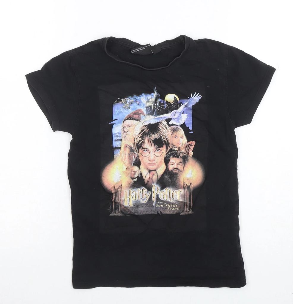 Harry Potter Women's Black Cotton Graphic T-Shirt Size 4