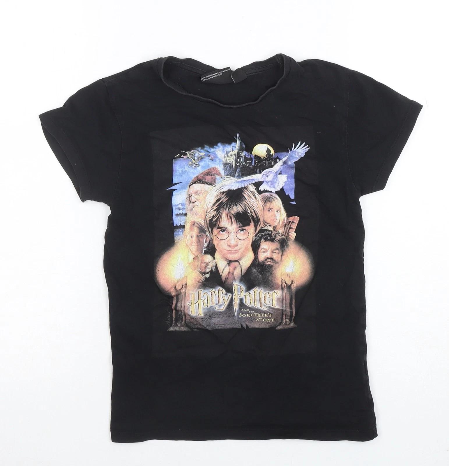 Harry Potter Women s Black Cotton Graphic T-Shirt Size 4 M