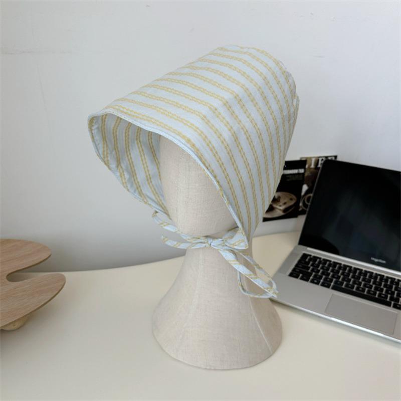 Striped big brim wrap-around bucket hat women's hat summer purple line fashion sunshade versatile sunscreen hat