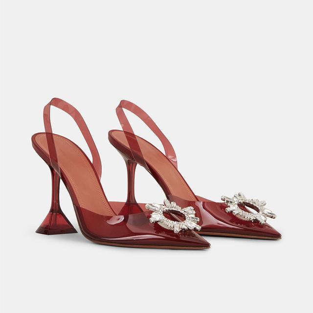 

Новые летние босоножки на высоком каблуке из ПВХ с прозрачными кристаллами и бриллиантами и пряжкой и бантом, свадебные туфли 39