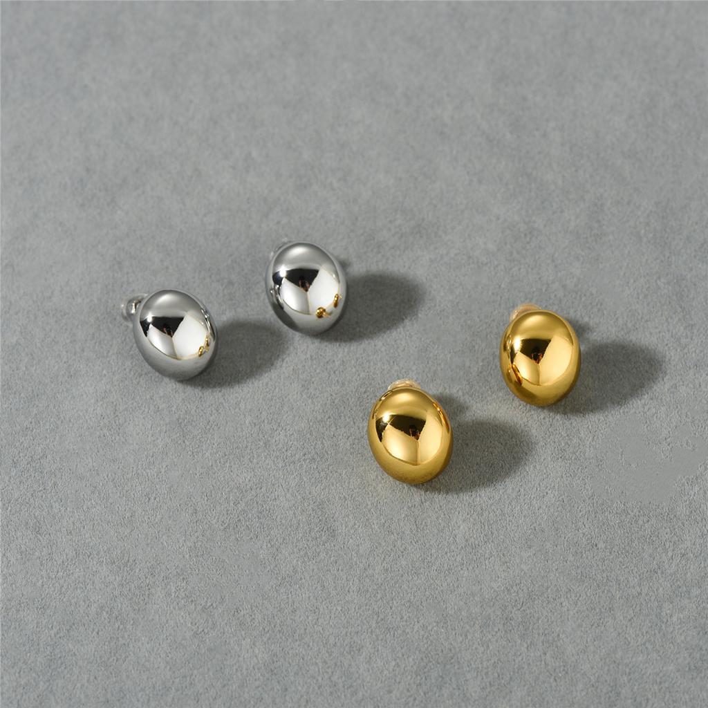 Wind Oval Hollow Jelly Bean S925 Silver Needle Earrings Earrings Fashion Commuter Versatile Earrings Women