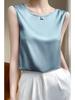 Women's Sleeveless Summer Silk Camisole - Loose Fit, Round Neck, Mulberry Silk Base Layer Top