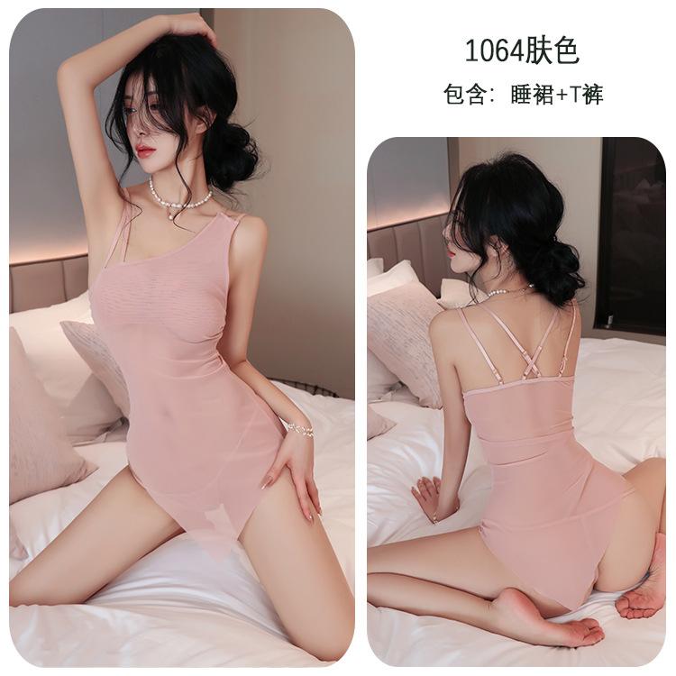 Sexy Lingerie Sexy Perspective Pajamas Hot Mesh Nightgown Free Uniform Temptation Suit