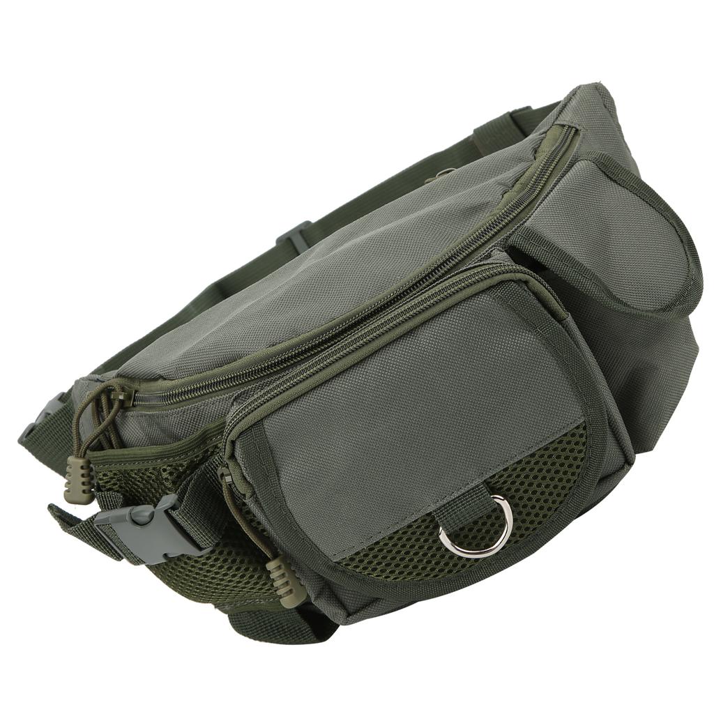 Fishing Bag Portable Polyester Storage Pack Bumbag Adjustable for Outdoor Hiking ClimbingMilitary