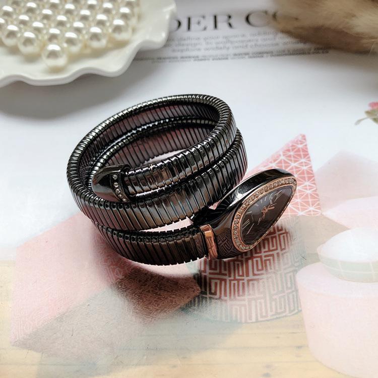 Girls' Creative Snake-Shaped Bangle Quartz Watch
