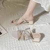 Fashion two-wear thick-heeled high-heeled shoes for women, versatile and simple commuter sandals 2025 summer and autumn new Korean version of rhine