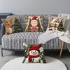 New 45×45cm Christmas Throw Pillow Cover Linen Santa Claus Pillowcase Removable Soft Pillow Cover Home Decoration