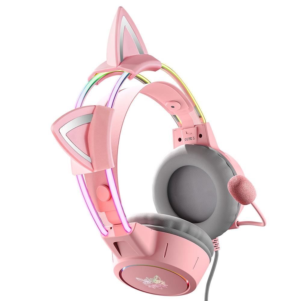 Casque Gaming Filaire ONIKUMA X15 Pro - Oreille de Chat Rose