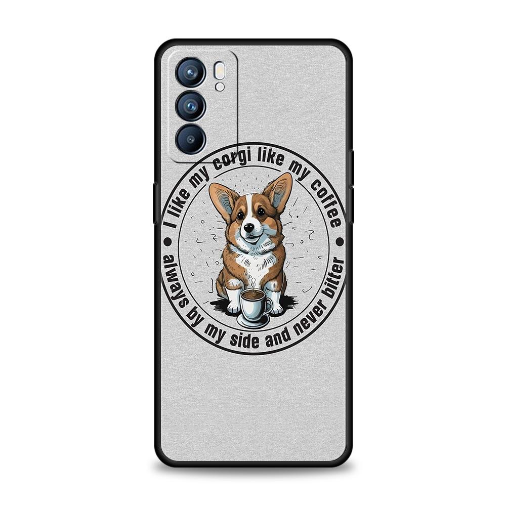 Cute Corgi Dog Phone Case For Oppo A17 A31 A54 A57 A78 A79 A98 Find X5 X6 Reno 6 7 8 10 11 12 13 F Pro 5G Soft TPU Cover Fundas