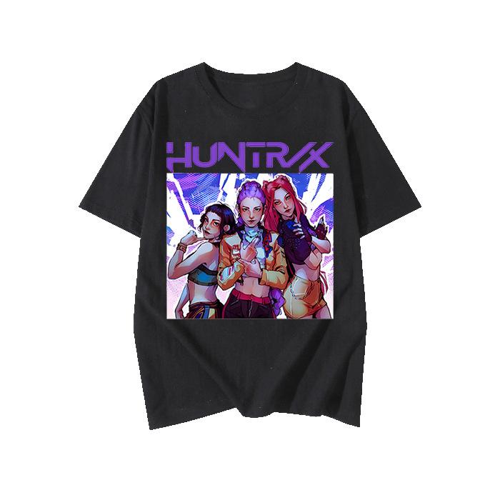 KPop Demon Hunters Fashion Short Sleeve Summer Colorful Printed Versatile Fashion Lightweight Short Sleeve Round Neck T-shirt