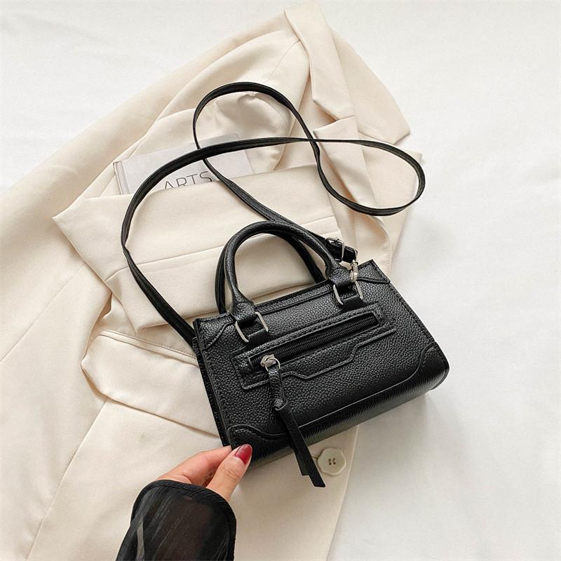 

Trendy Small Square Pu Tote Bag With Elegant Zipper Closure For Casual Outings In Four Chic Colors чёрный