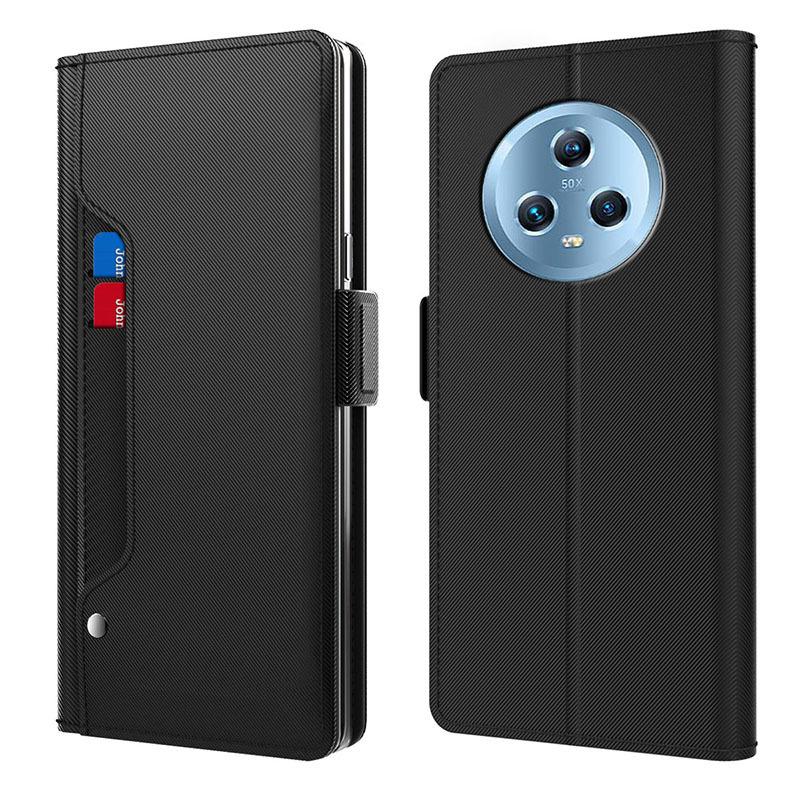 

Чехол для Huawei Honor Magic 7 6 Pro Магнитный откидной чехол-книжка с подставкой из кожи для Honor Magic 6 4 3 5 Pro Зеркальный чехол-книжка с отделением для карт Magic 5 Pro чёрный