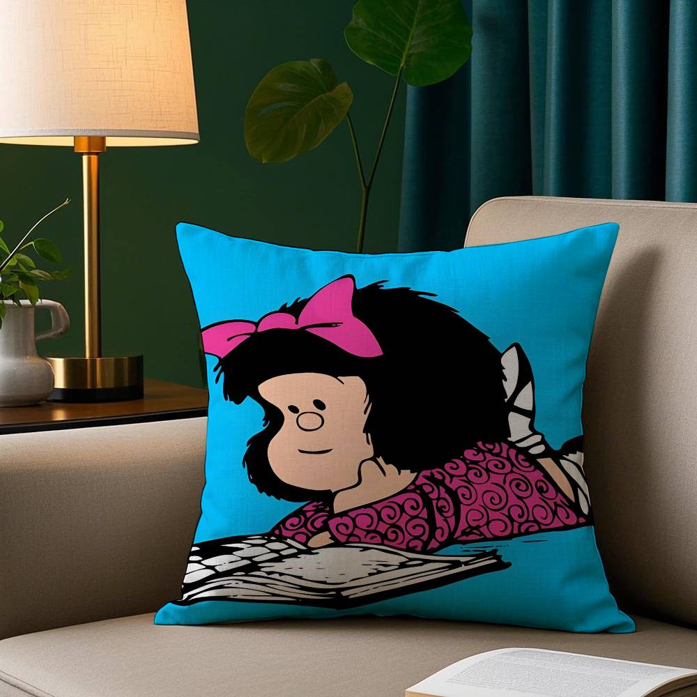 Cartoon M-Mafaldas Pillow Case Short Plush Print Cushion Cover Square Throw Pillow Covers Sofa Home Decor