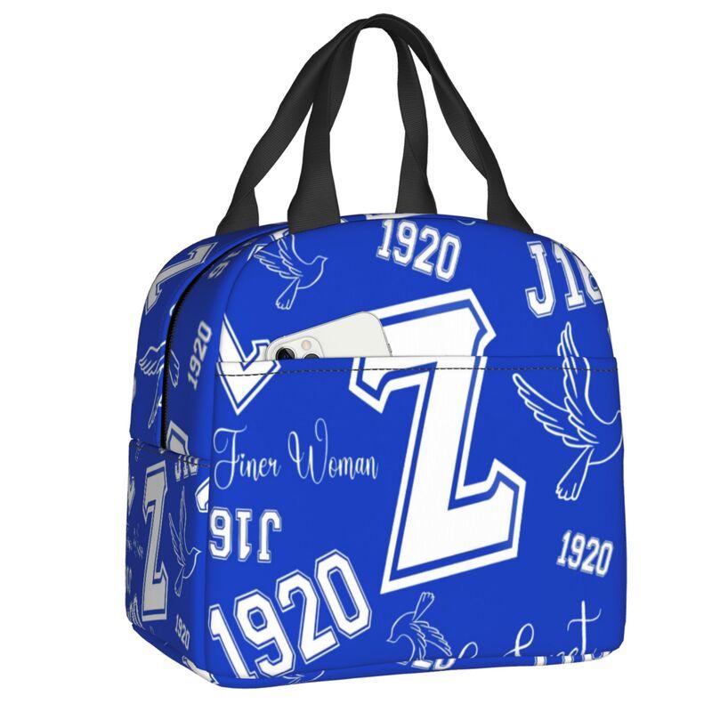 Custom Zob Zeta Phi Beta Greek Letter Insulated Lunch Bags for School Office Leakproof Thermal Cooler Bento Box Women Children
