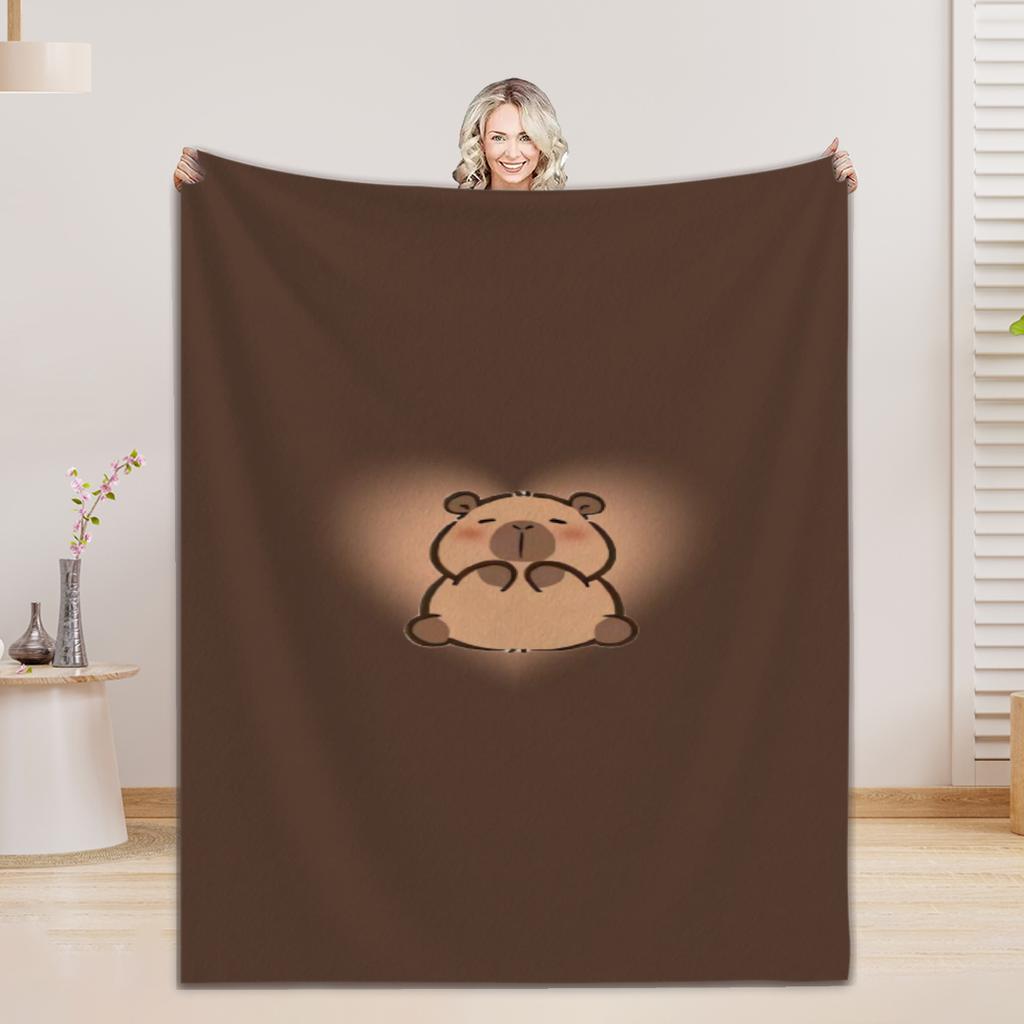 1pc Blankets Lovely Capybara Printed Flannel Blanket Quality Soft Warm Throw Blanket Winter Kids Couch Bed Fluffy Bedspread
